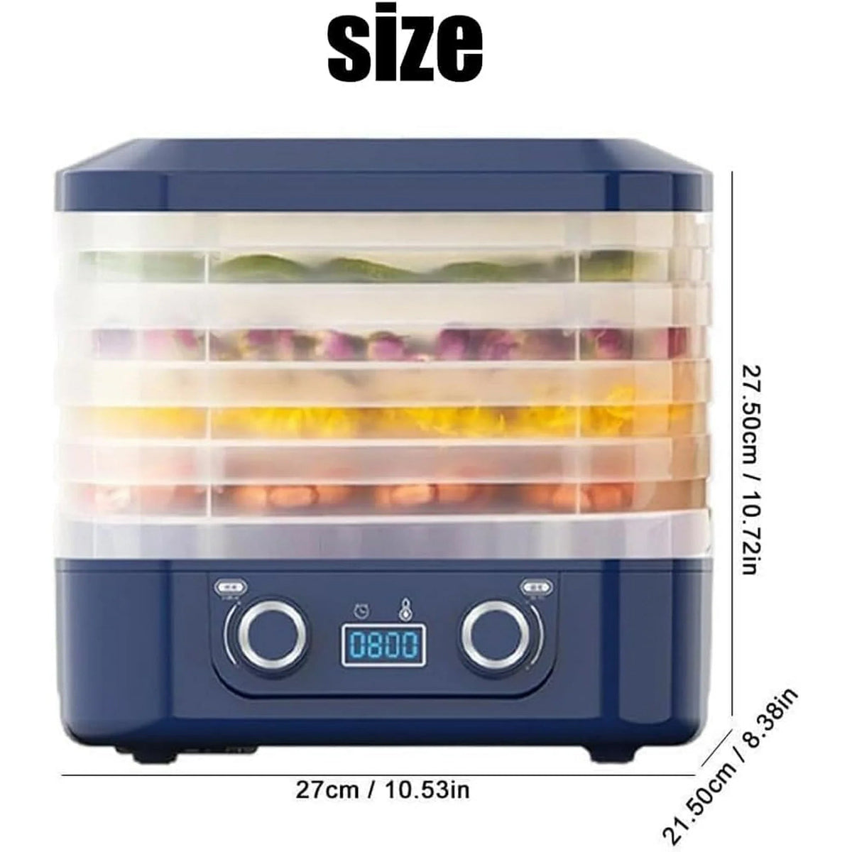 DryoraZes 5-Tray Food Dehydrator with 360° Airflow & Timer