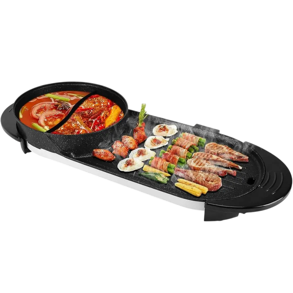 Grillioxi 2-in-1 Electric Hot Pot with BBQ Grill 2200W