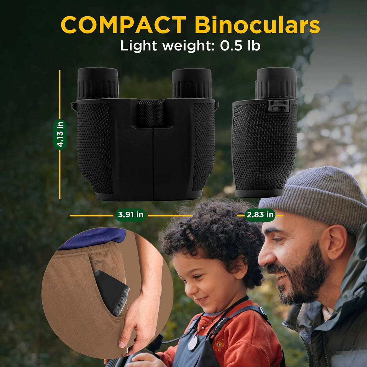 OptiVistiq 10x25 Compact Binoculars for Bird Watching and Travel
