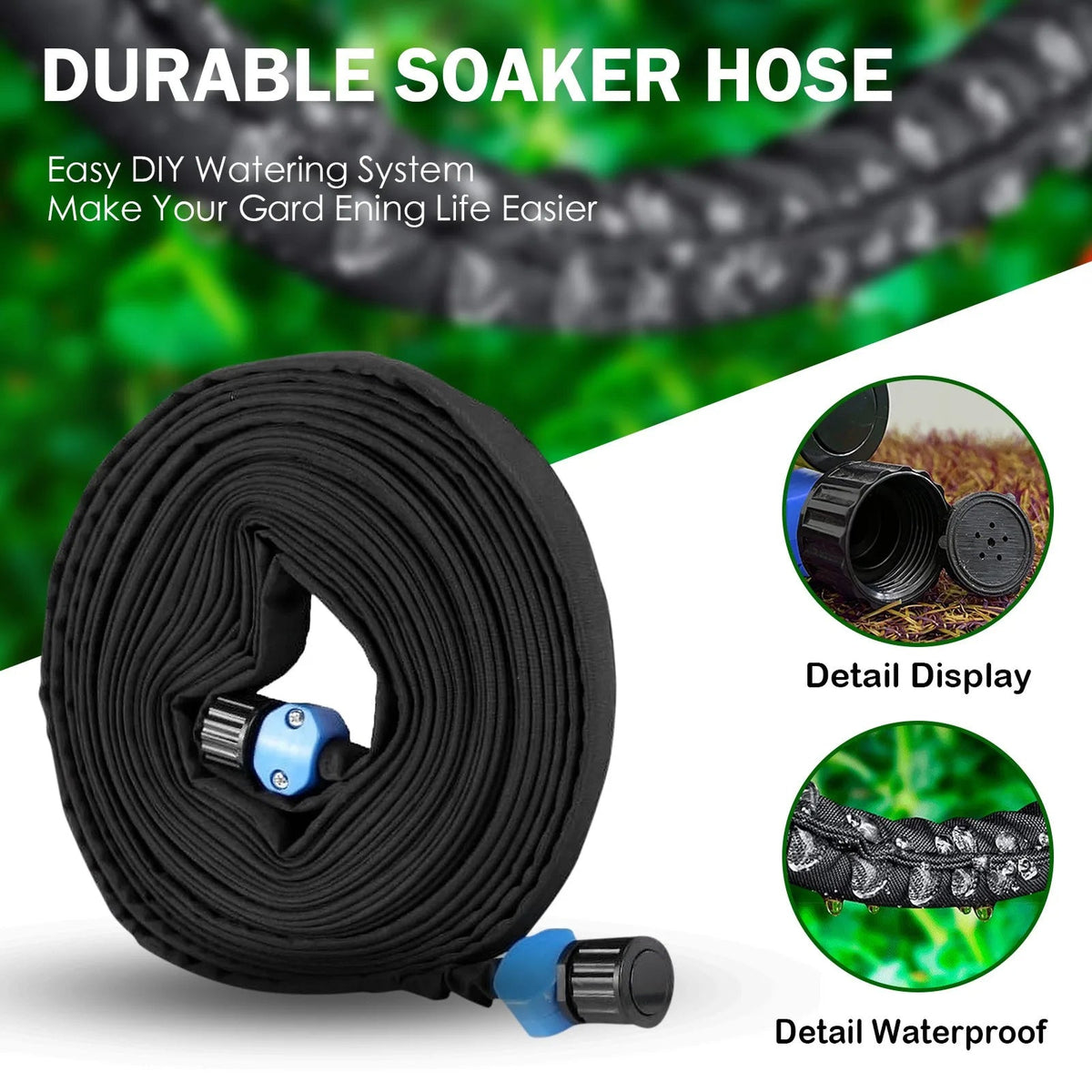 Soaklyx 100ft Garden Soaker Hose for Precision Root Irrigation