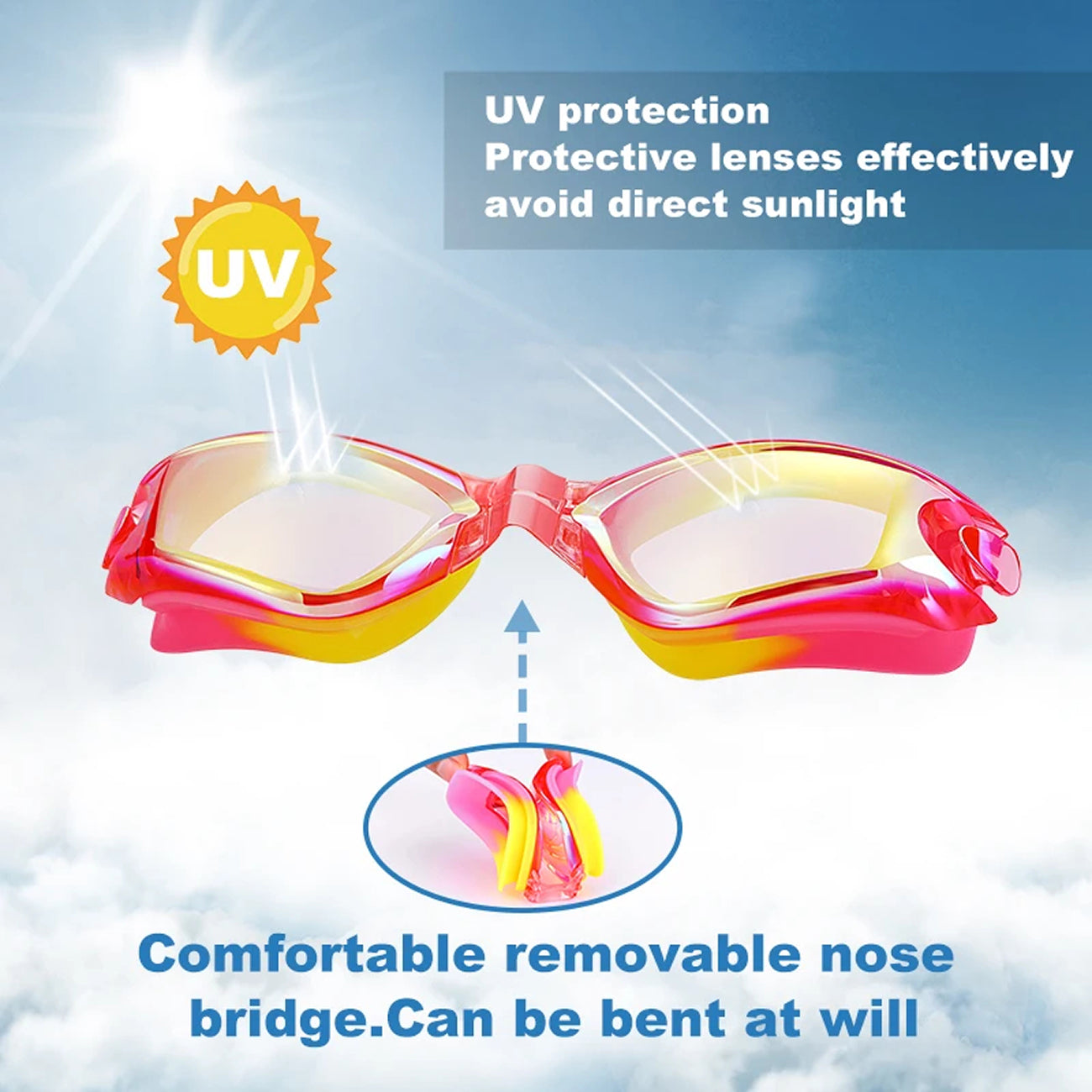 KidSeesal Anti-Fog Kids Swim Goggles with 180° Panoramic View
