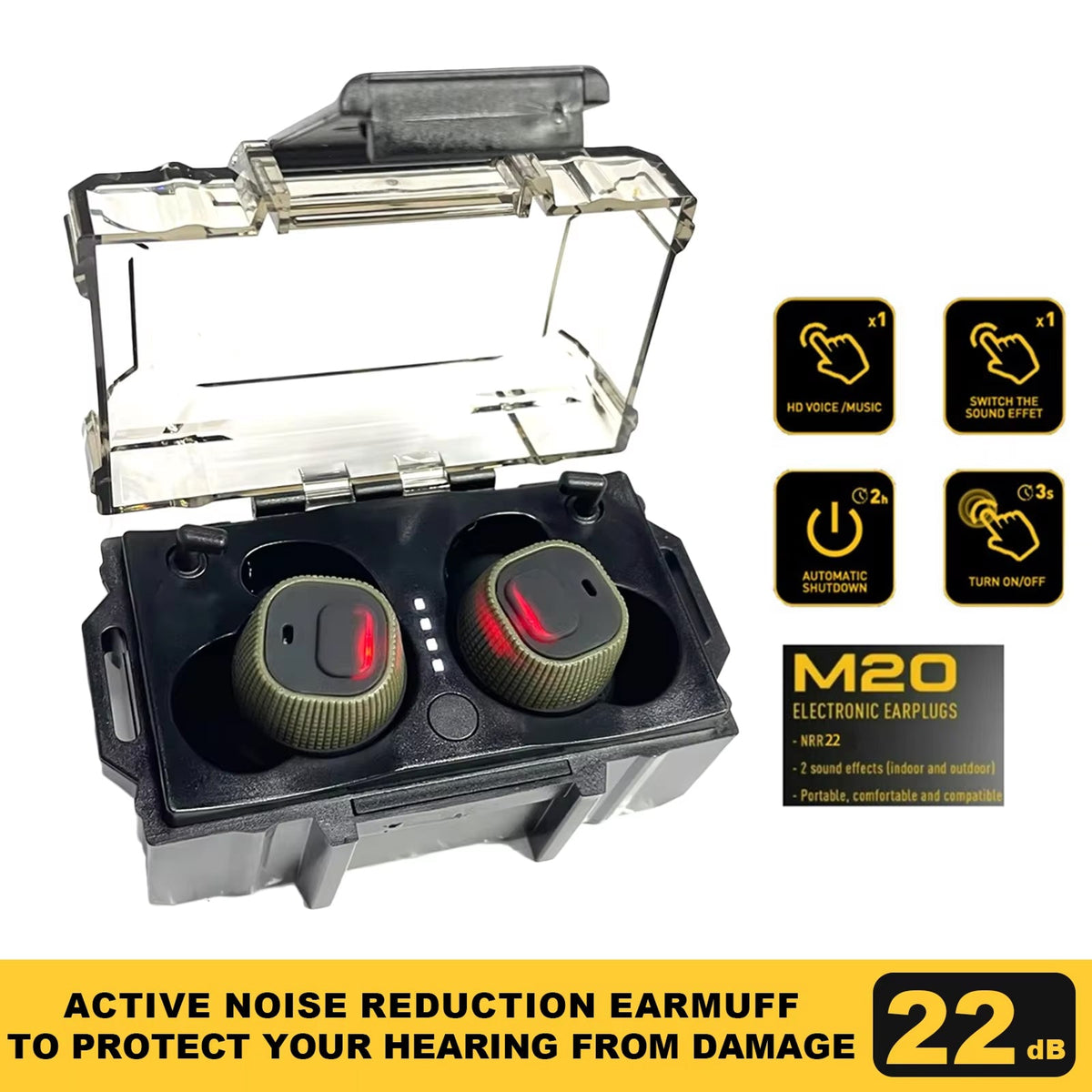 QuietixPro NRR22 Electronic Shooting Hearing Protection UK