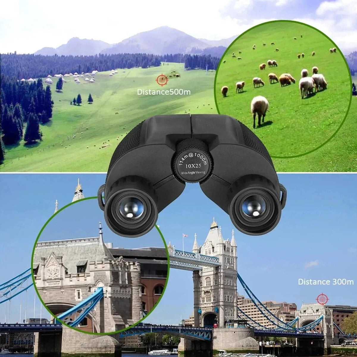 OptiVistiq 10x25 Compact Binoculars for Bird Watching and Travel