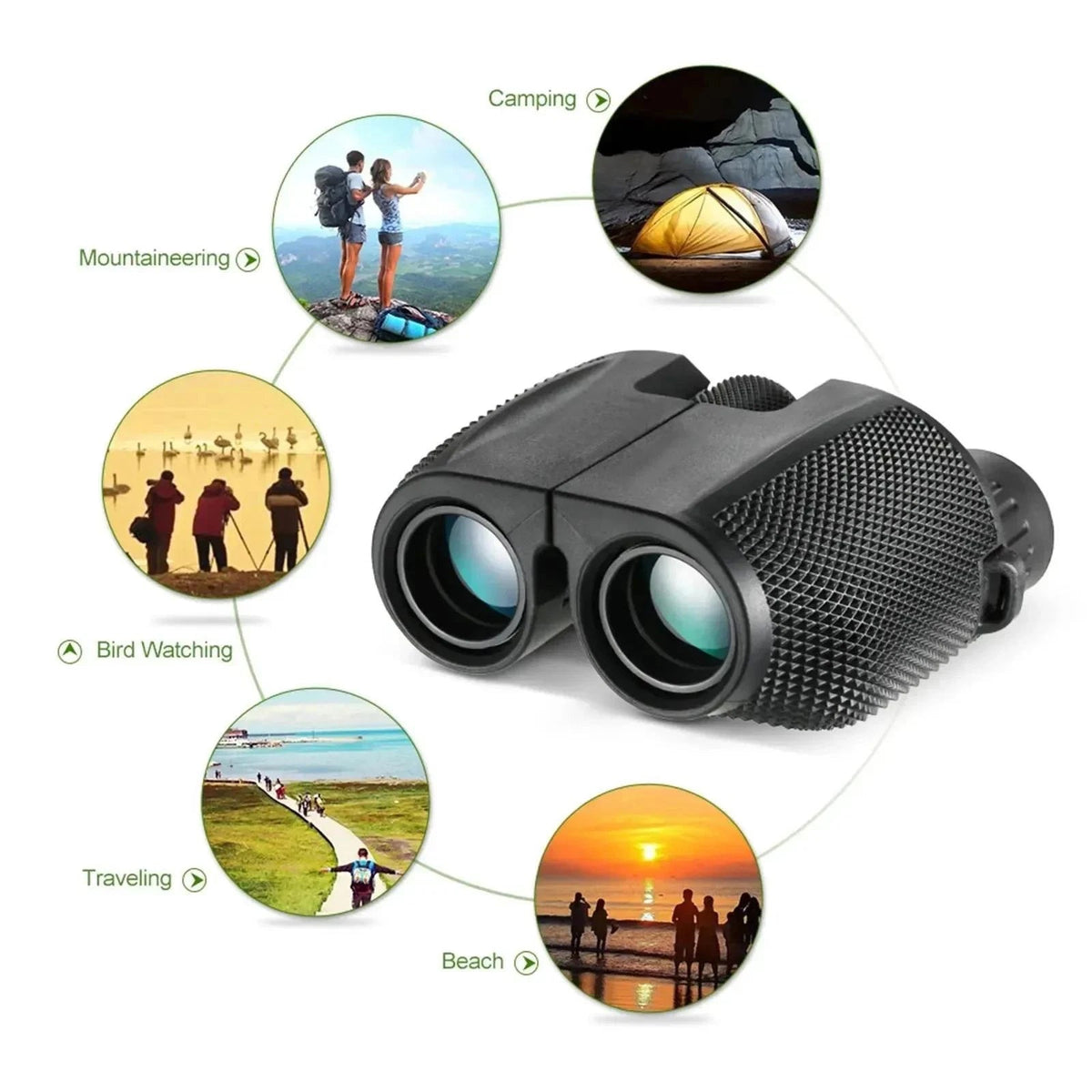 OptiVistiq 10x25 Compact Binoculars for Bird Watching and Travel