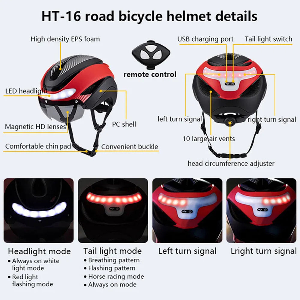 RideeMex Smart LED Cycling Helmet with Turn Signals & 3-Layer Protection
