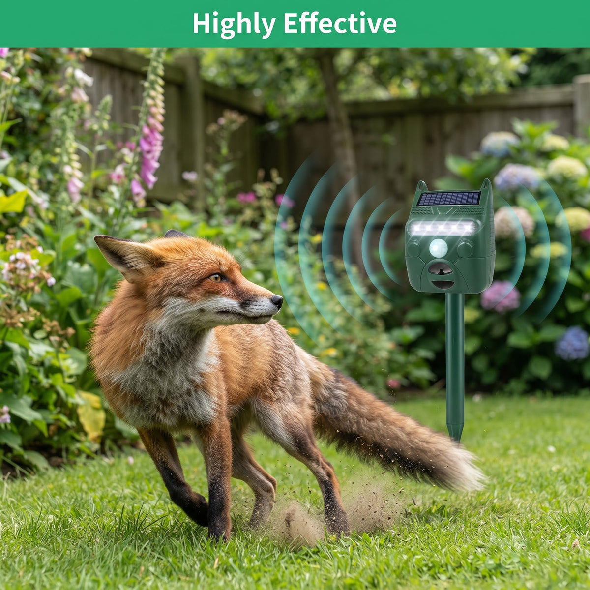 Vulpera Solar Ultrasonic Fox Deterrent for Gardens & Lawns