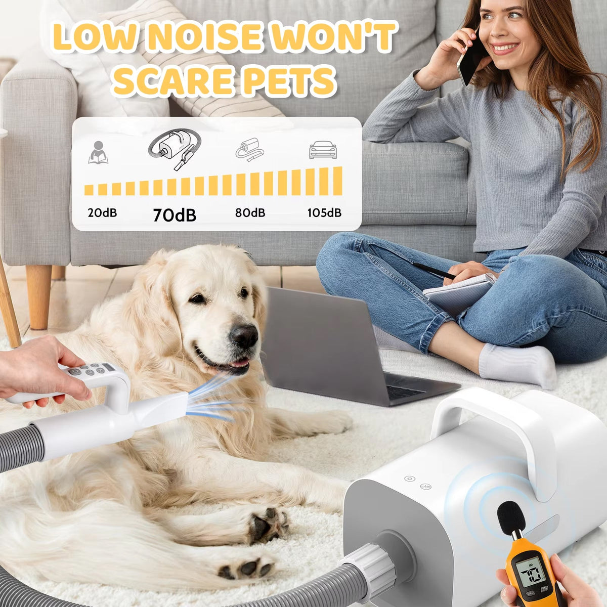 AeroFlufy High-Velocity Dog Hair Dryer | Fast & Quiet Pet Grooming