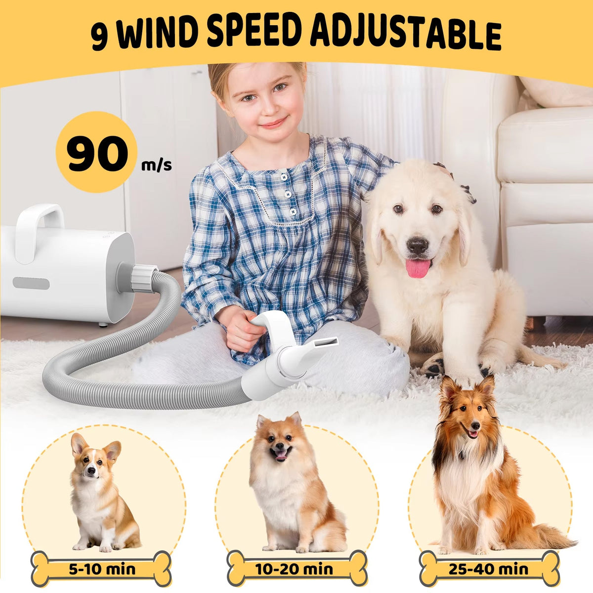 AeroFlufy High-Velocity Dog Hair Dryer | Fast & Quiet Pet Grooming