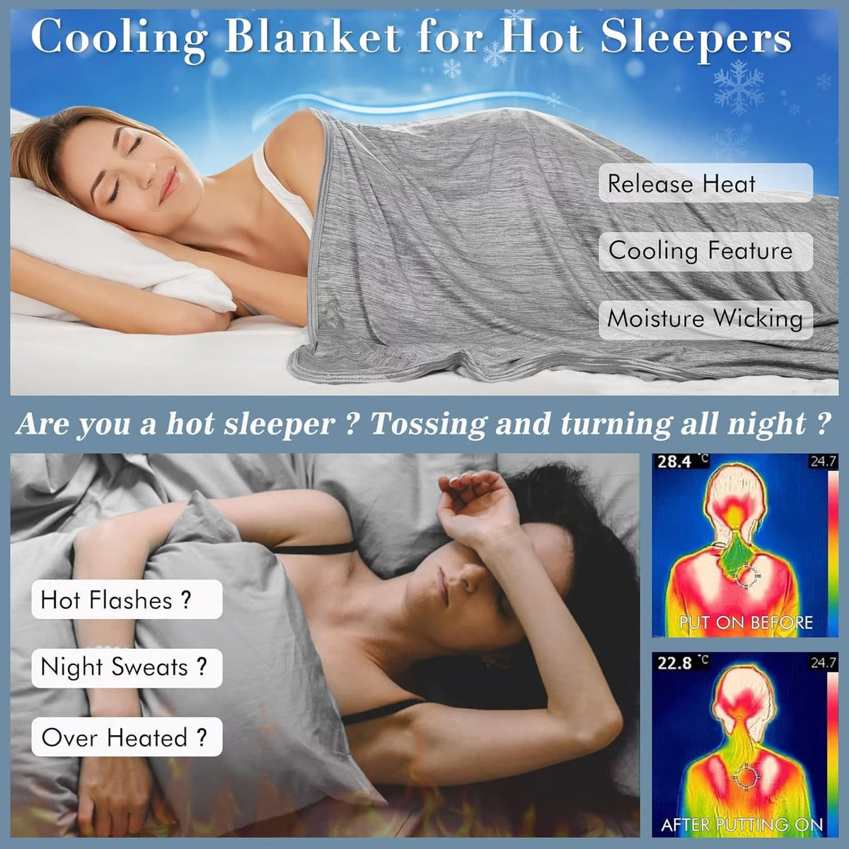 IceiBlank cooling blanket for night sweats and hot flashes