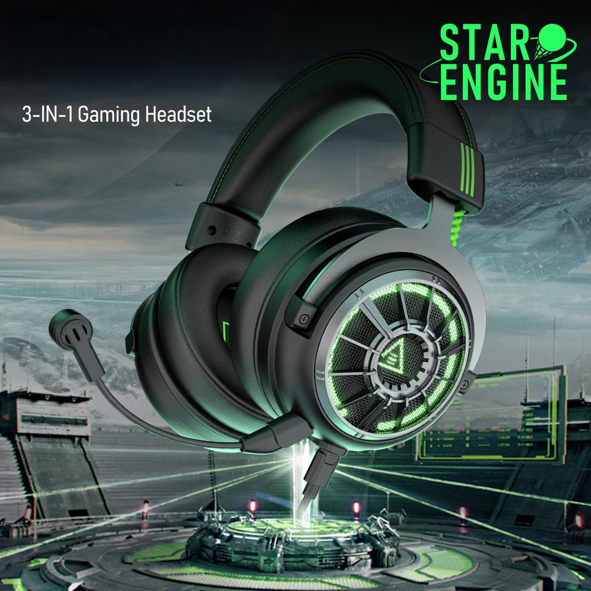 AuziHalo PC Gaming Headset with 7.1 Virtual Surround Sound