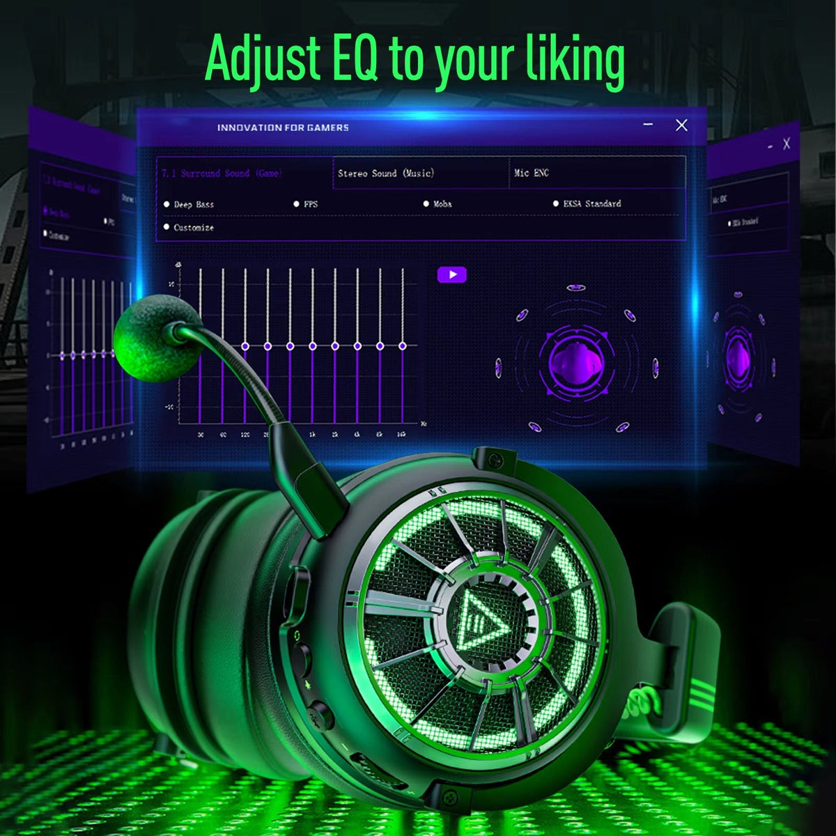 AuziHalo PC Gaming Headset with 7.1 Virtual Surround Sound