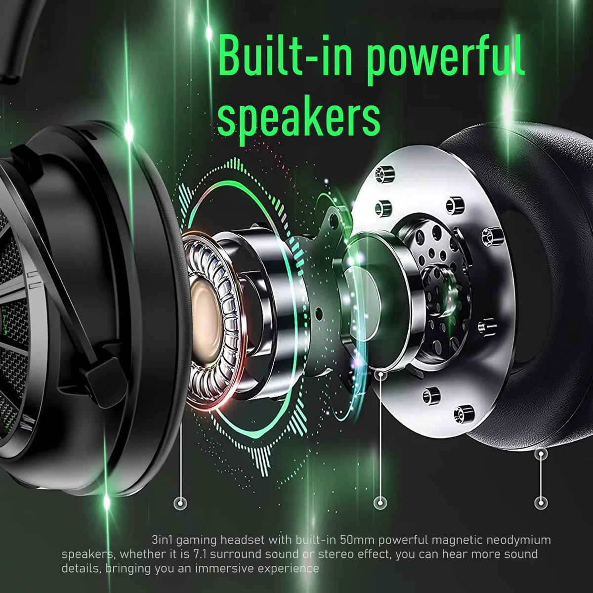 AuziHalo PC Gaming Headset with 7.1 Virtual Surround Sound