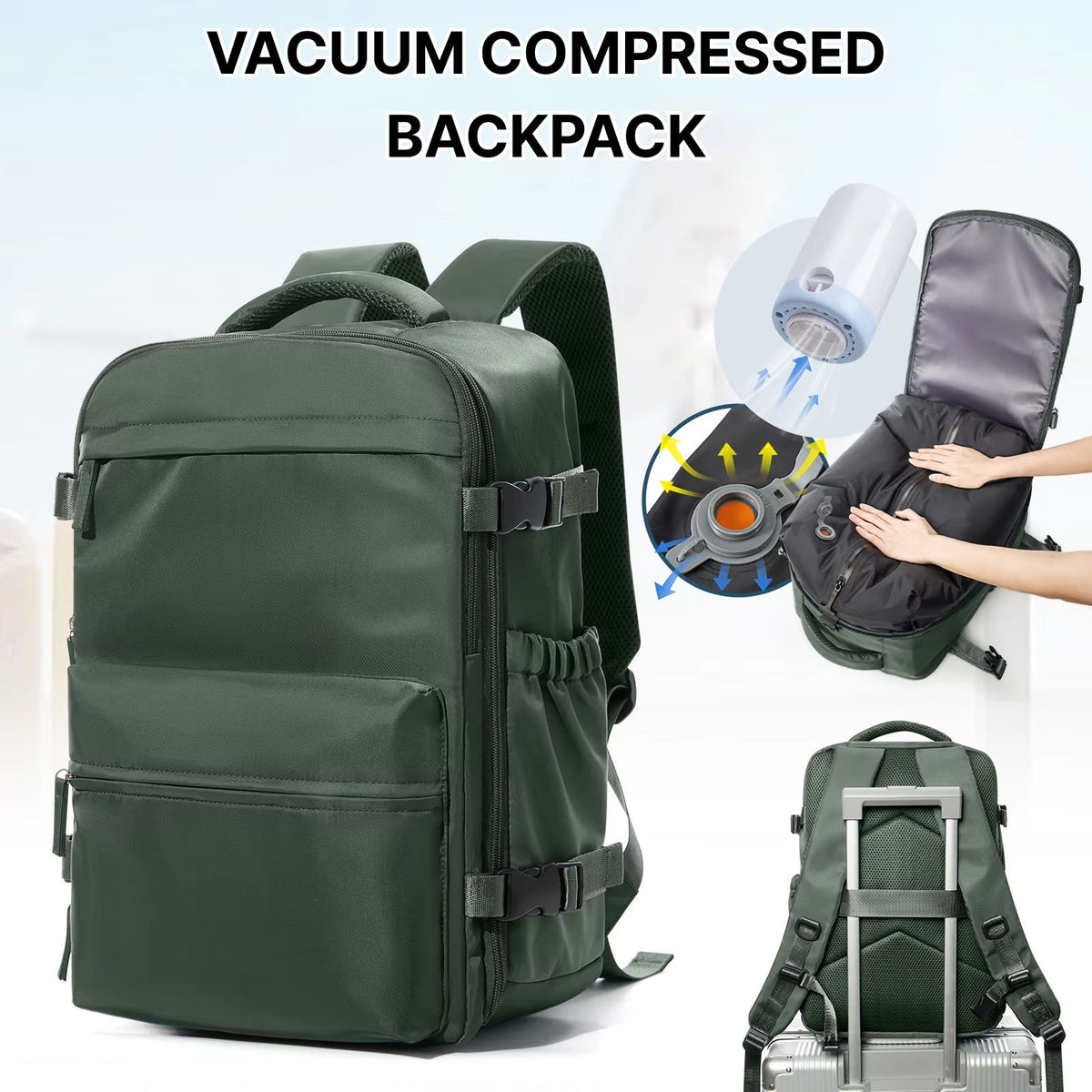 BackyVaff Vacuum Compression Travel Backpack - Ryanair Approved