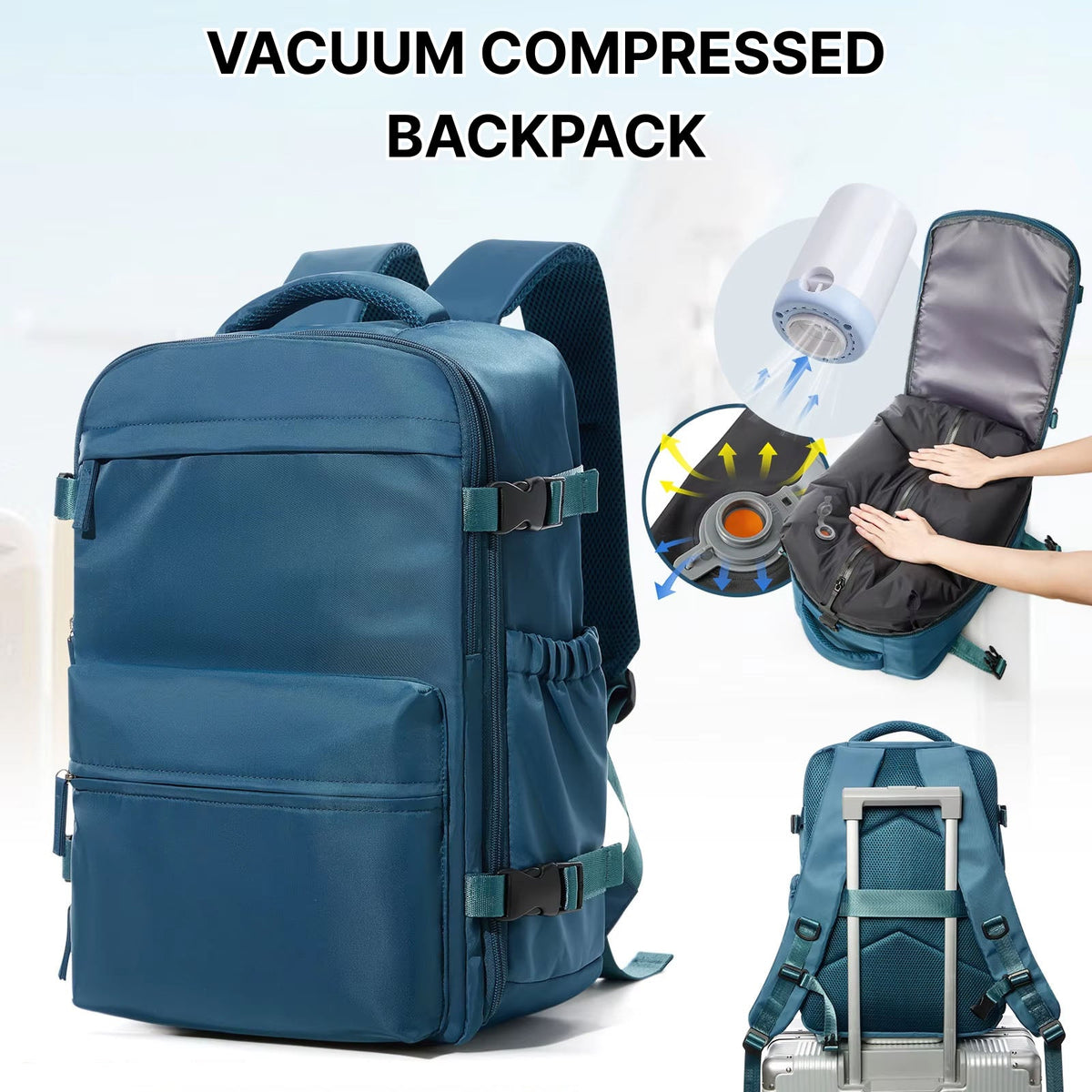 BackyVaff Vacuum Compression Travel Backpack - Ryanair Approved