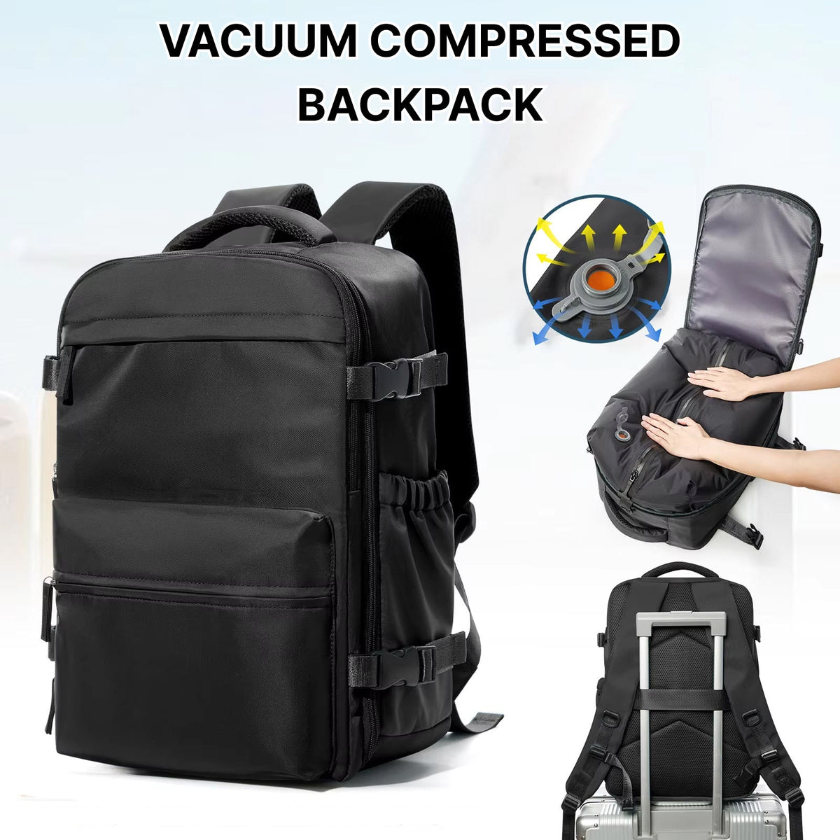 BackyVaff Vacuum Compression Travel Backpack - Ryanair Approved