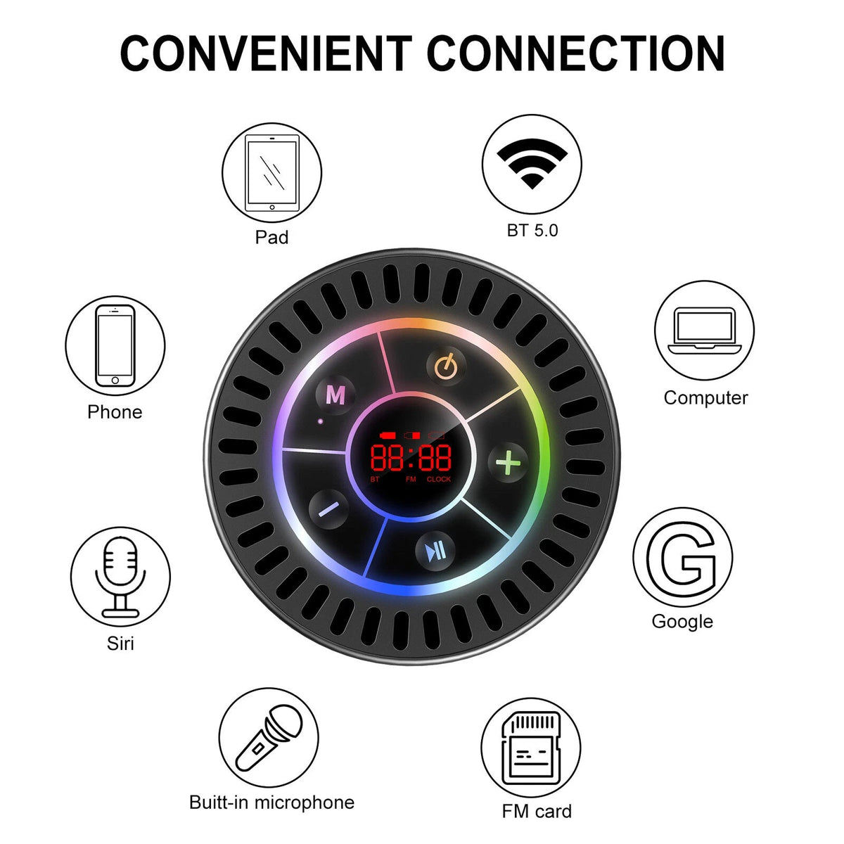BathAqafi IPX7 Waterproof Bluetooth Speaker for Shower & Outdoors