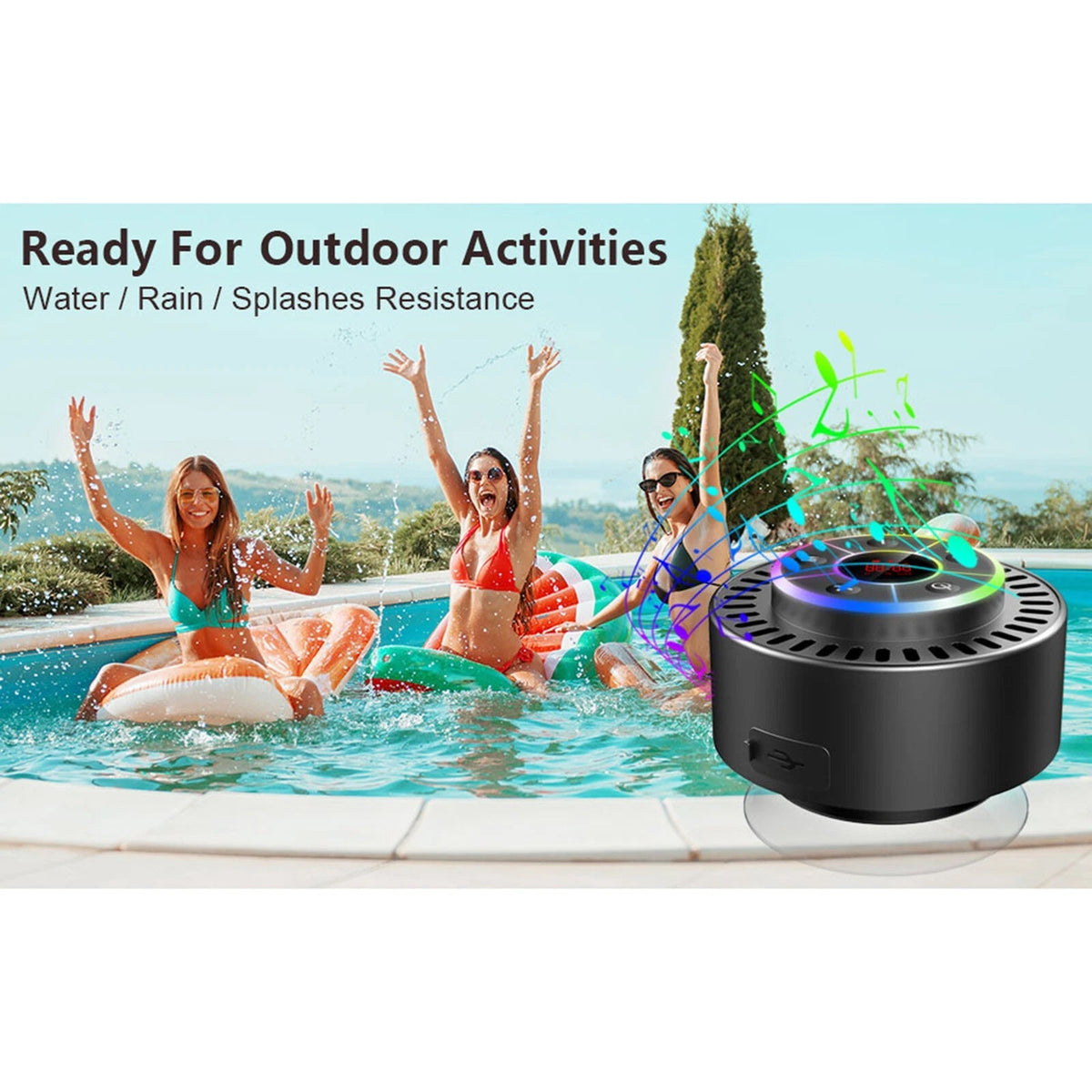 BathAqafi IPX7 Waterproof Bluetooth Speaker for Shower & Outdoors