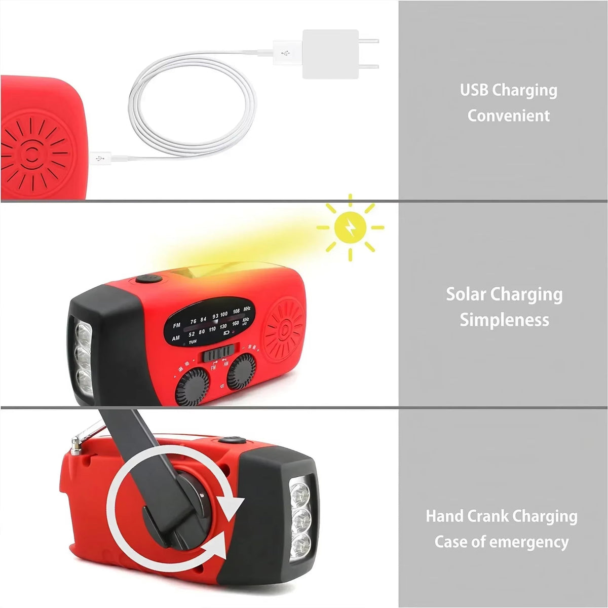 BeacinRil Emergency Radio - Solar & Hand Crank Weather Radio