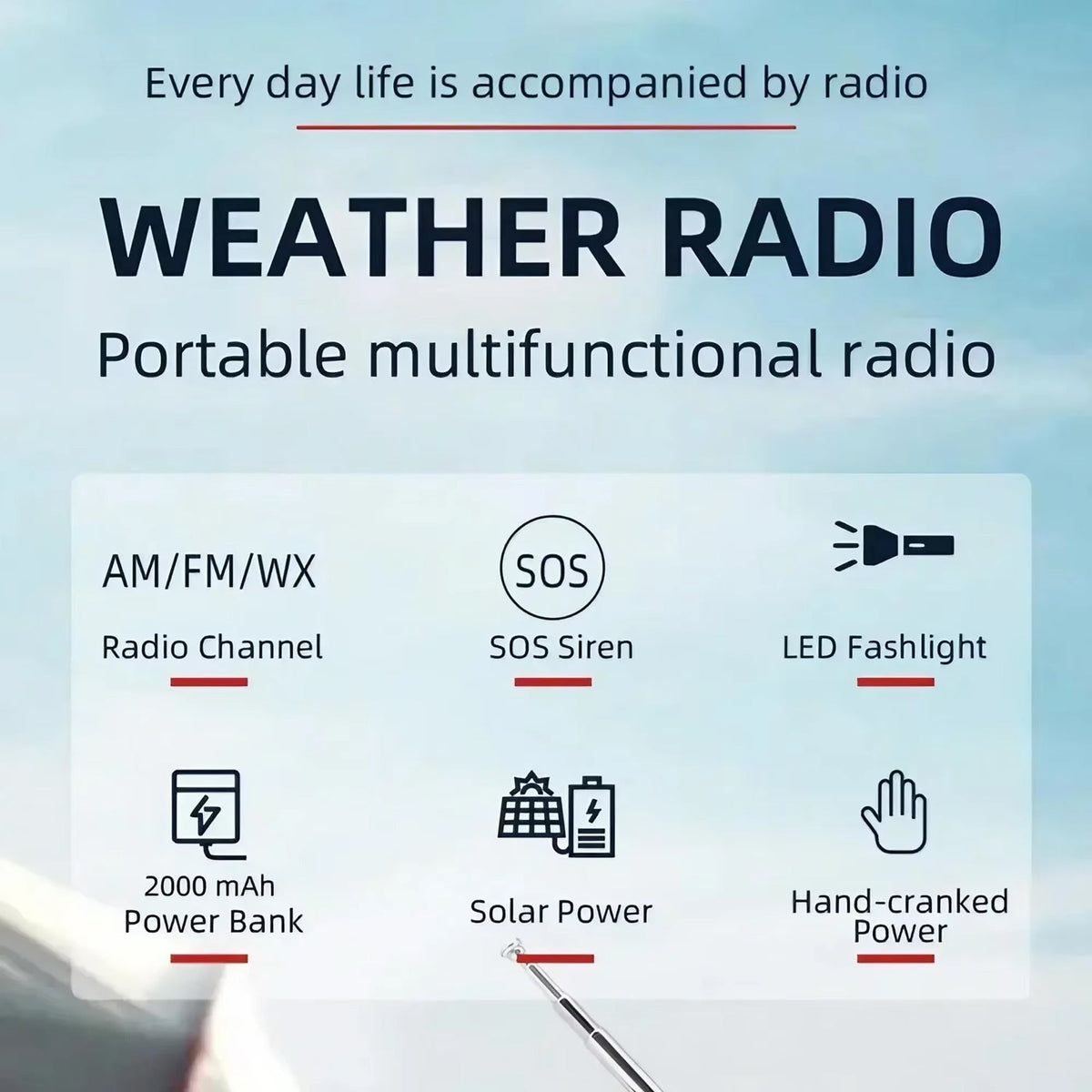 BeacinRil Emergency Radio - Solar & Hand Crank Weather Radio