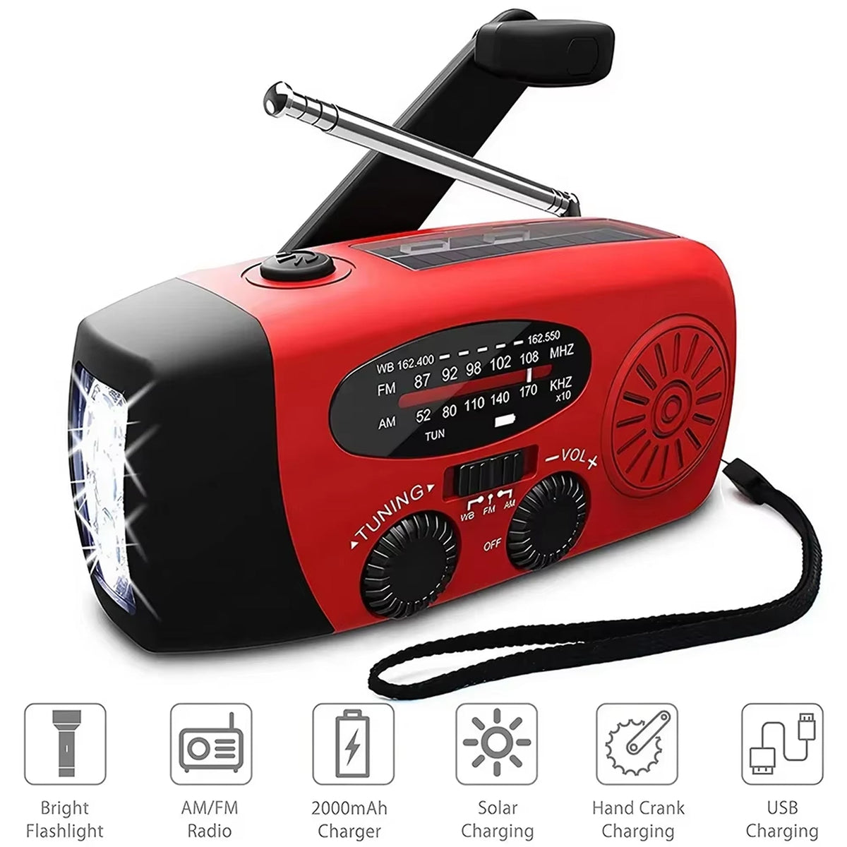 BeacinRil Emergency Radio - Solar & Hand Crank Weather Radio