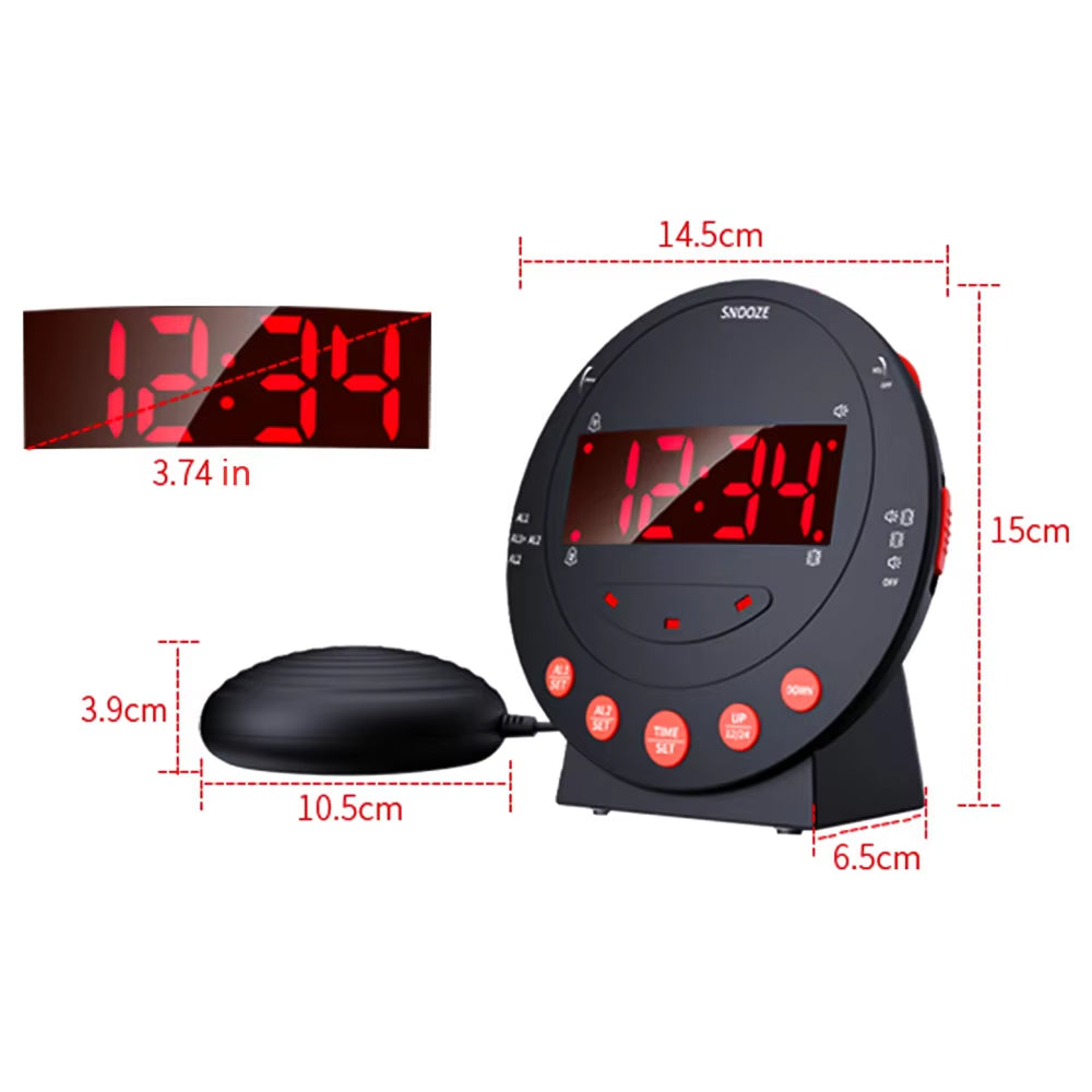 BlosomDay Vibrating Alarm Clock with Bed Shaker & 113dB Siren