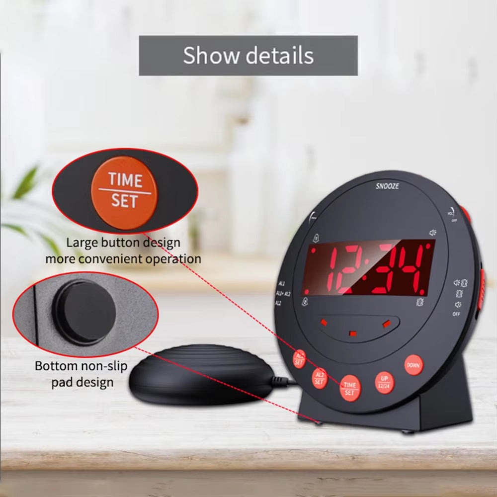BlosomDay Vibrating Alarm Clock with Bed Shaker & 113dB Siren