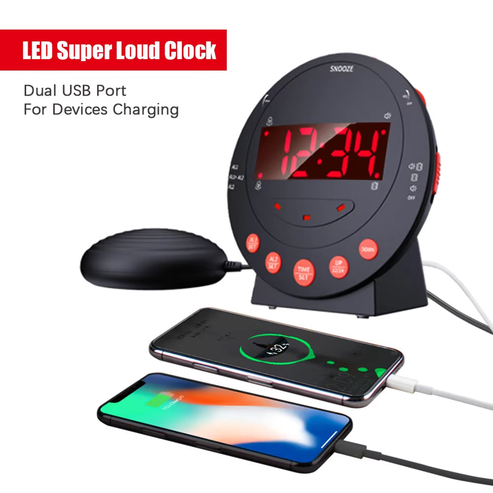 BlosomDay Vibrating Alarm Clock with Bed Shaker & 113dB Siren