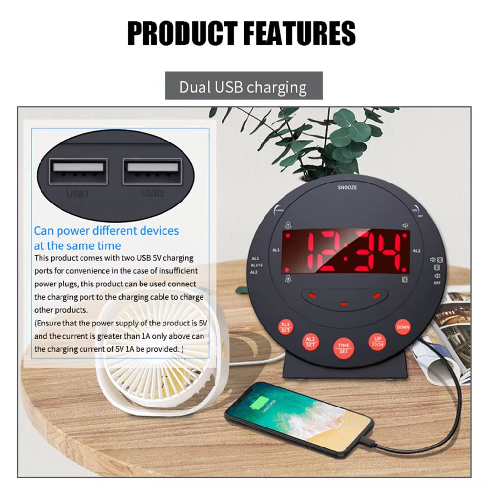 BlosomDay Vibrating Alarm Clock with Bed Shaker & 113dB Siren