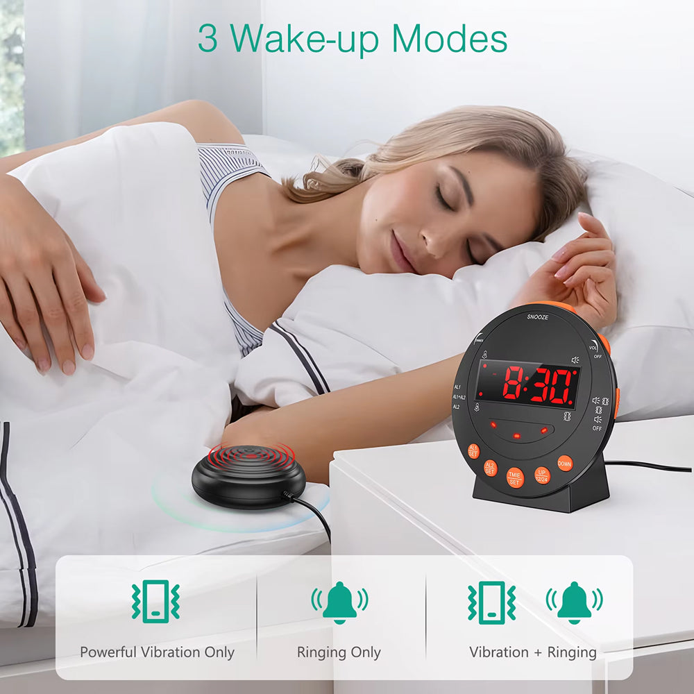 BlosomDay Vibrating Alarm Clock with Bed Shaker & 113dB Siren