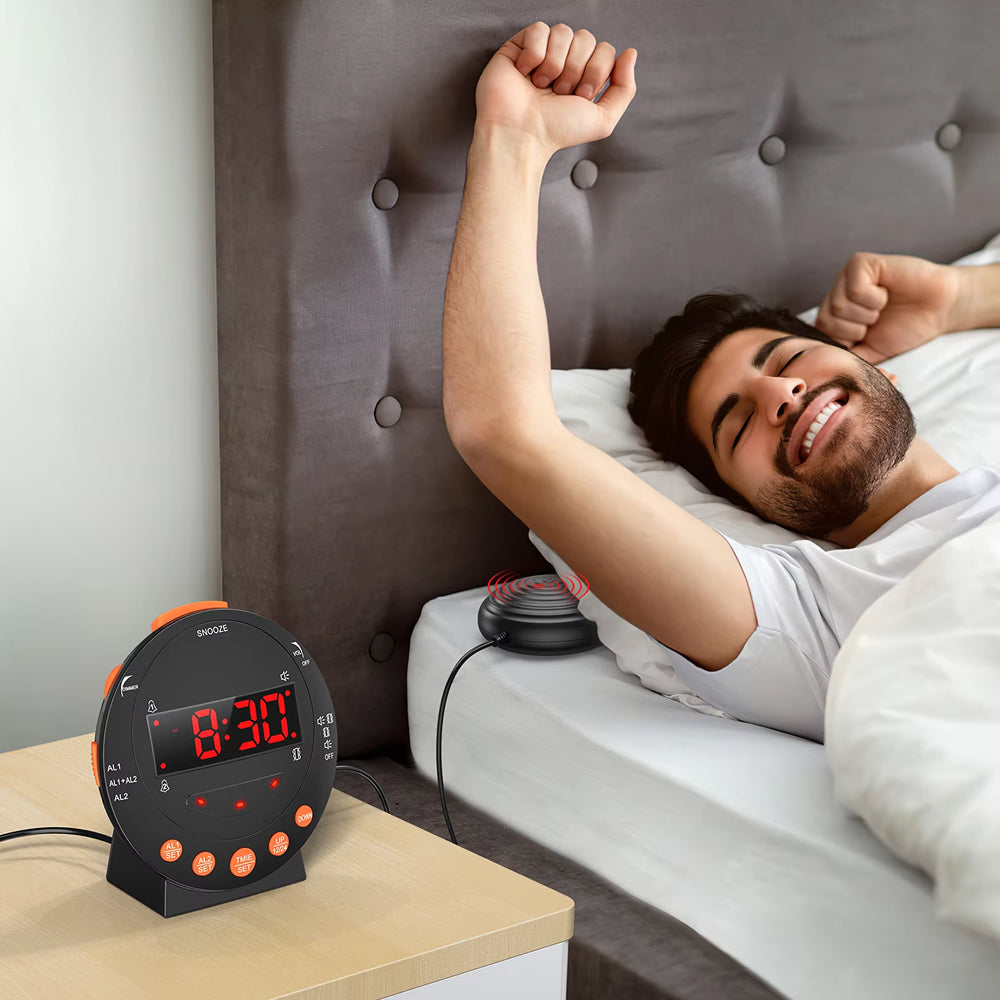 BlosomDay Vibrating Alarm Clock with Bed Shaker & 113dB Siren