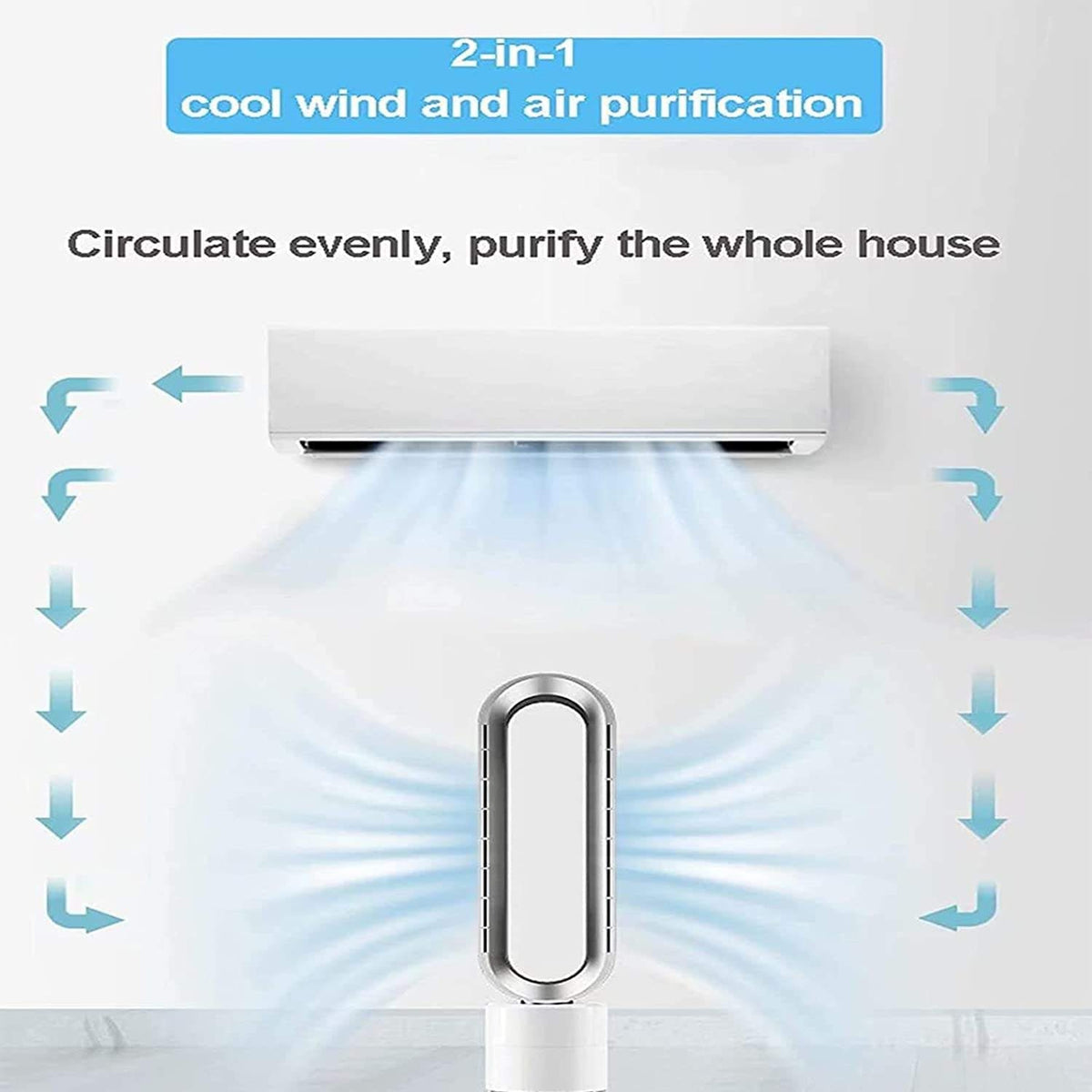 Breezaic Bladeless Tower Fan Quiet Purification