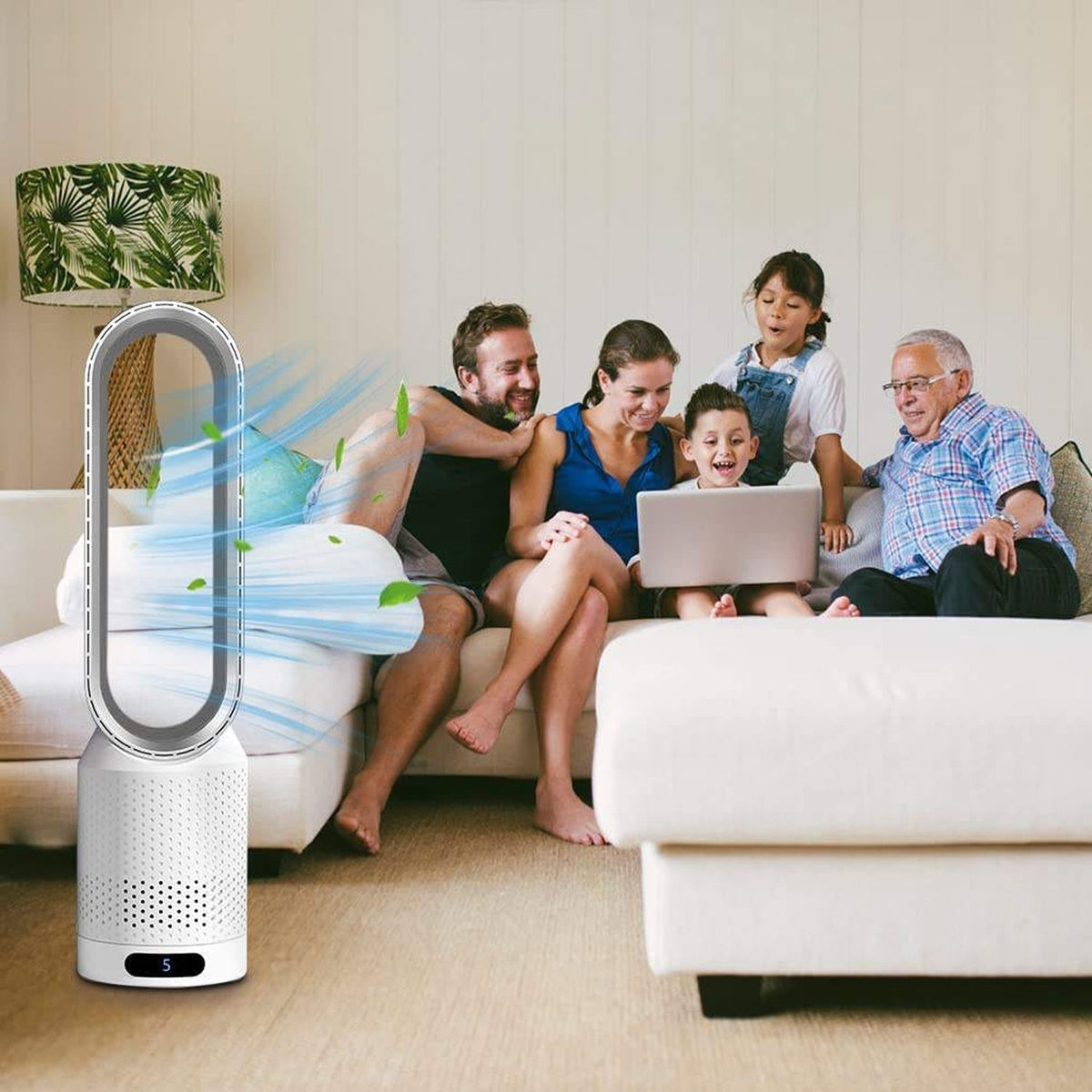 Breezaic Bladeless Tower Fan Quiet Purification