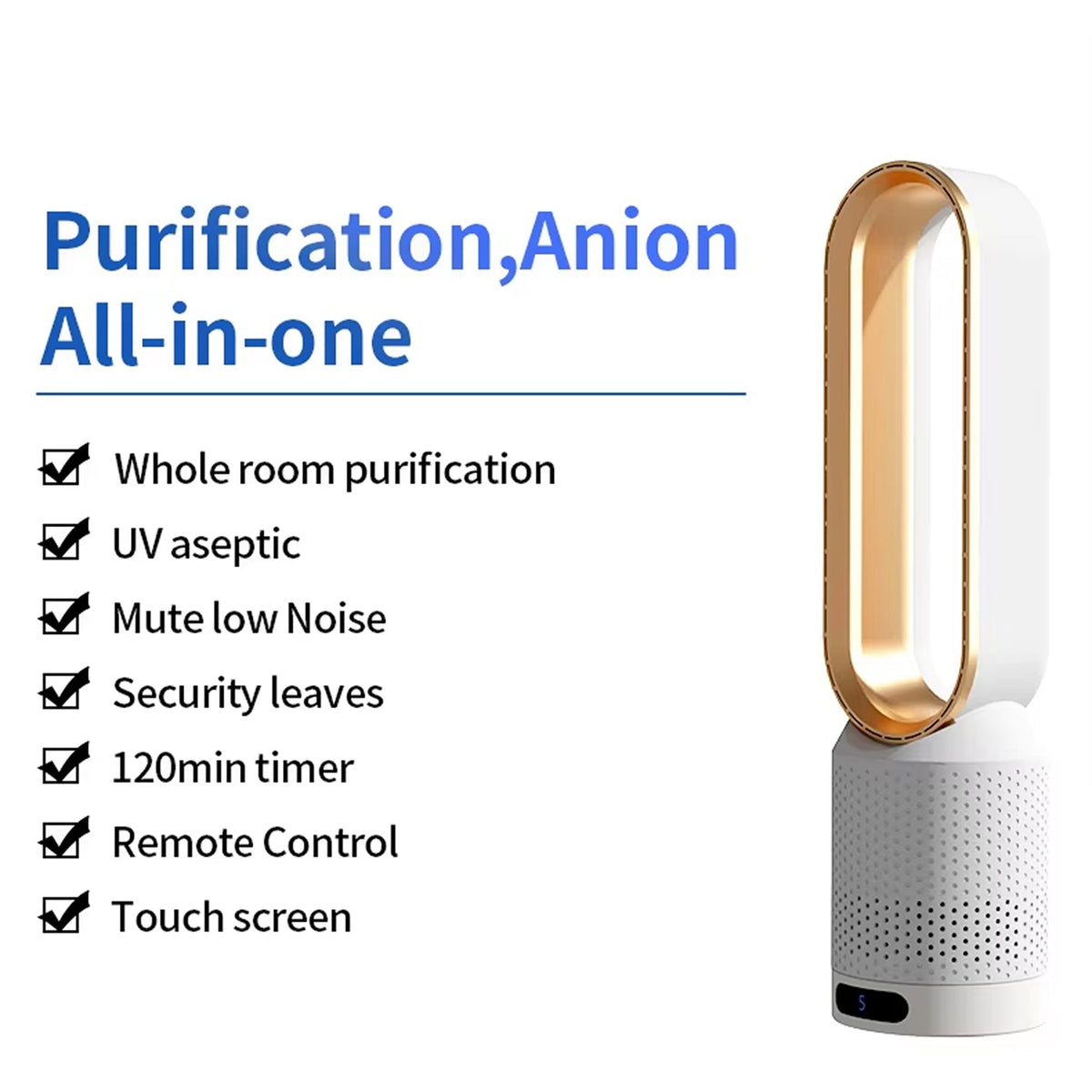 Breezaic Bladeless Tower Fan Quiet Purification