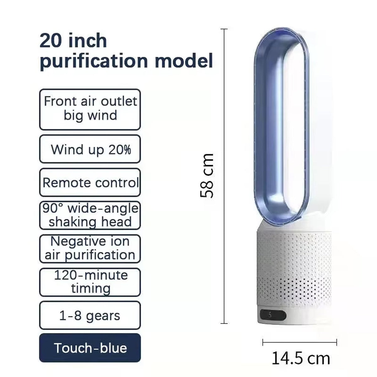 Breezaic Bladeless Tower Fan Quiet Purification