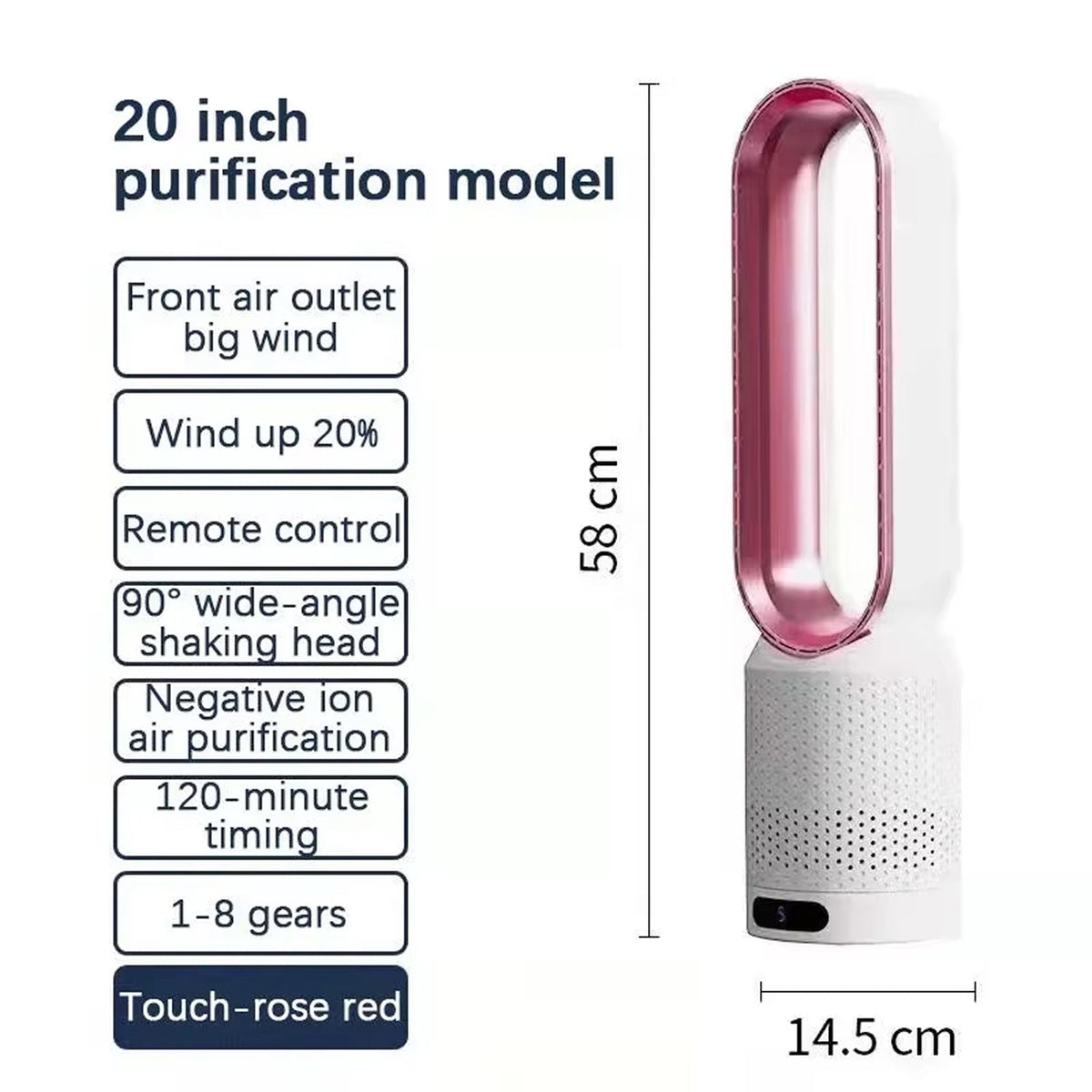Breezaic Bladeless Tower Fan Quiet Purification