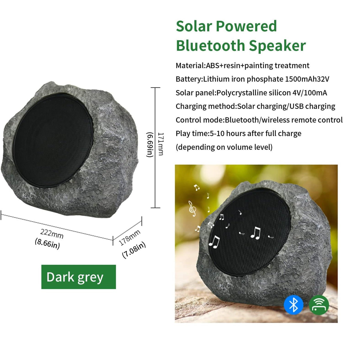 CairnVox Solar Powered Waterproof Outdoor Rock Speakers