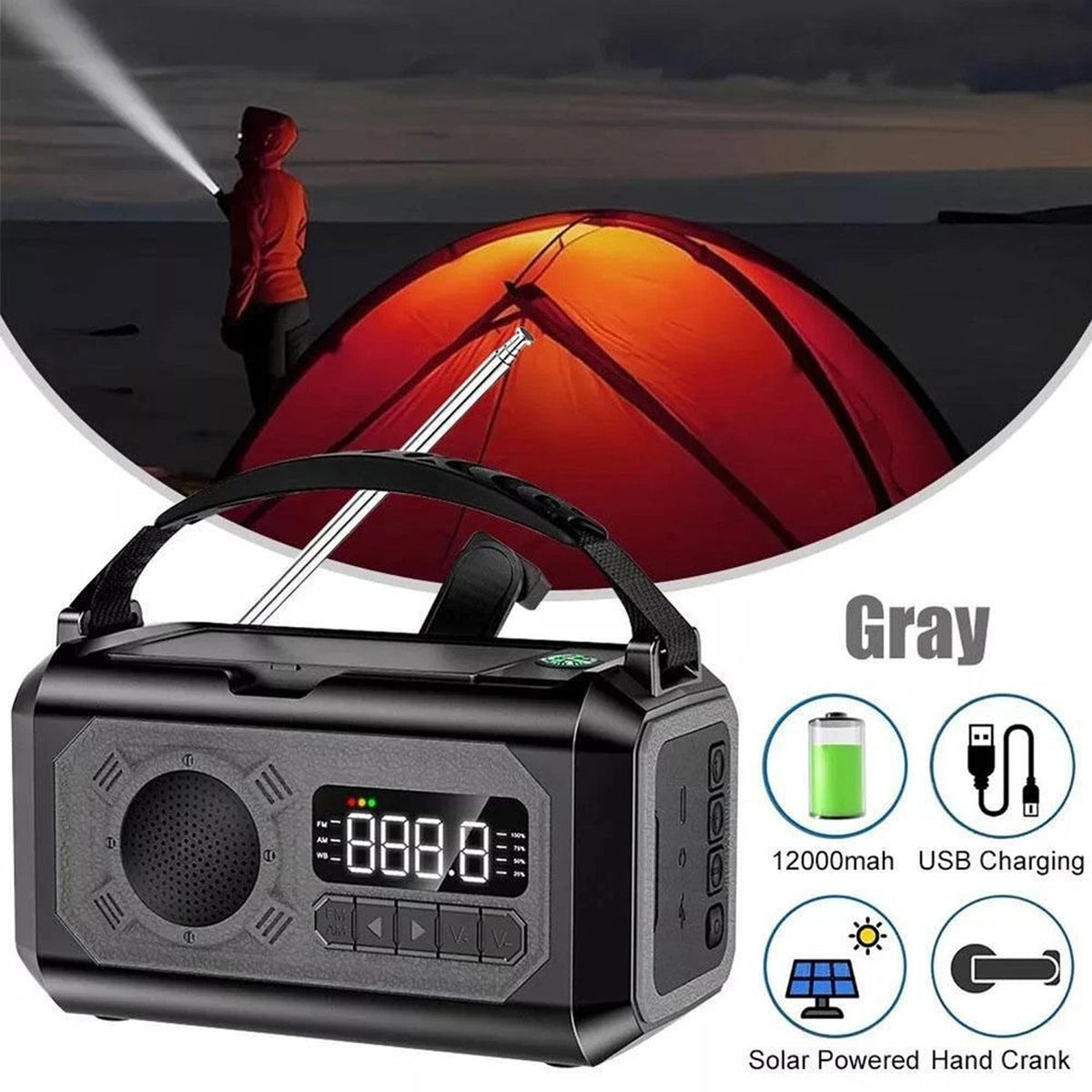 CastyClim Emergency Weather Radio with Solar and Hand Crank