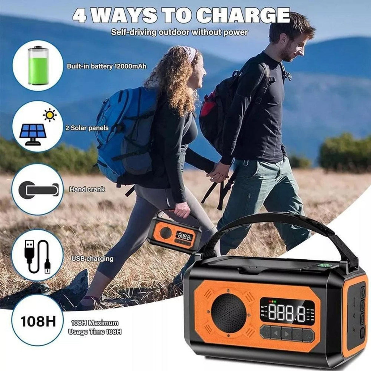 CastyClim Emergency Weather Radio with Solar and Hand Crank