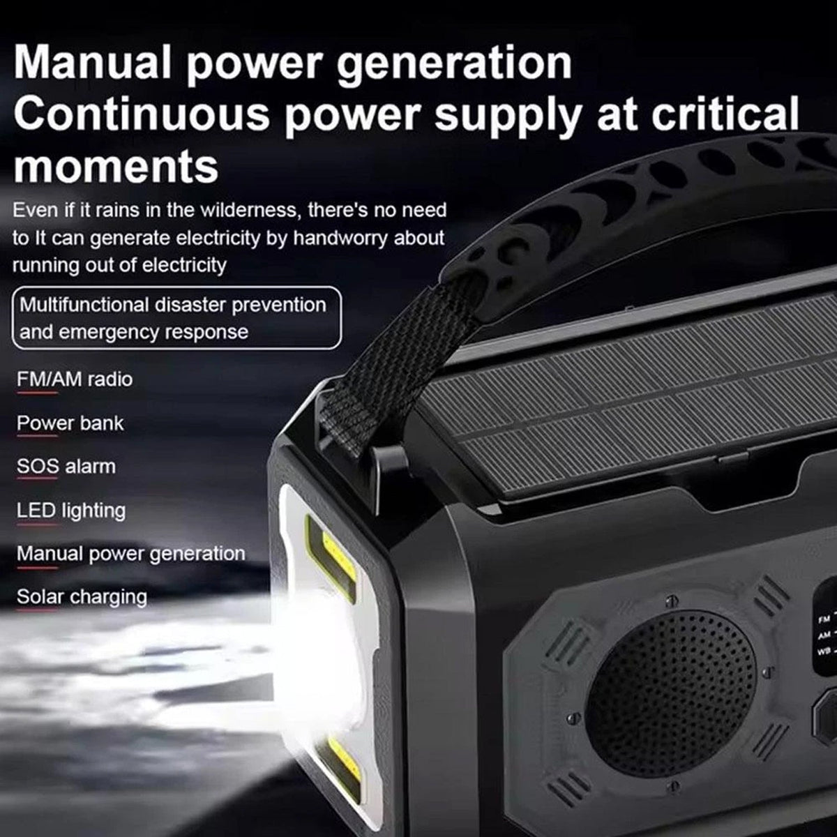 CastyClim Emergency Weather Radio with Solar and Hand Crank