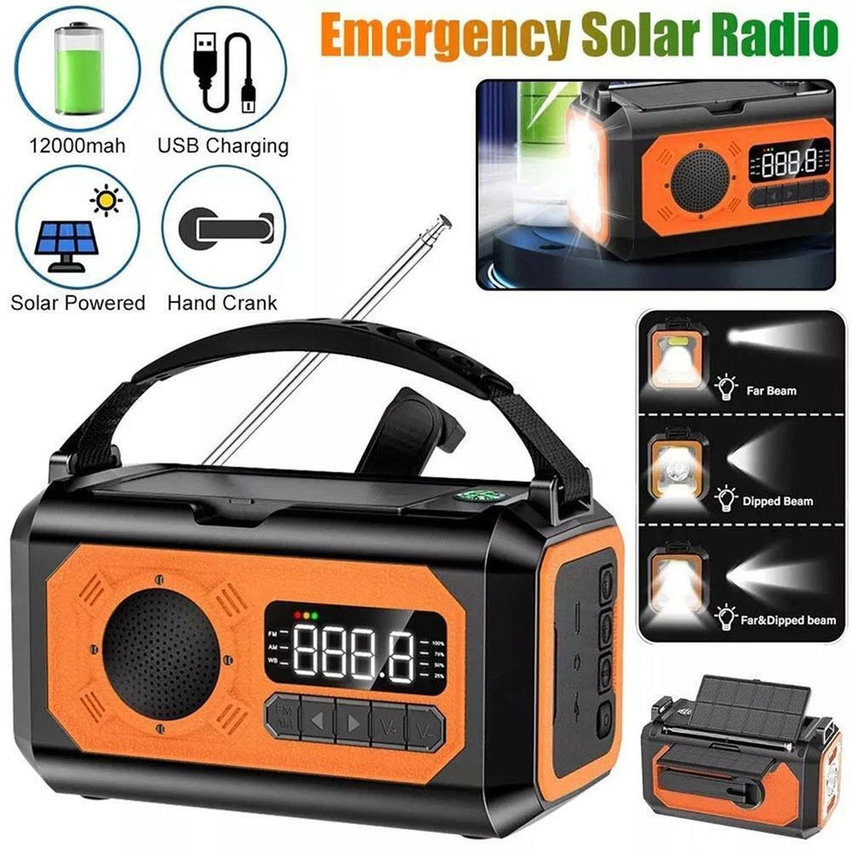 CastyClim Emergency Weather Radio with Solar and Hand Crank