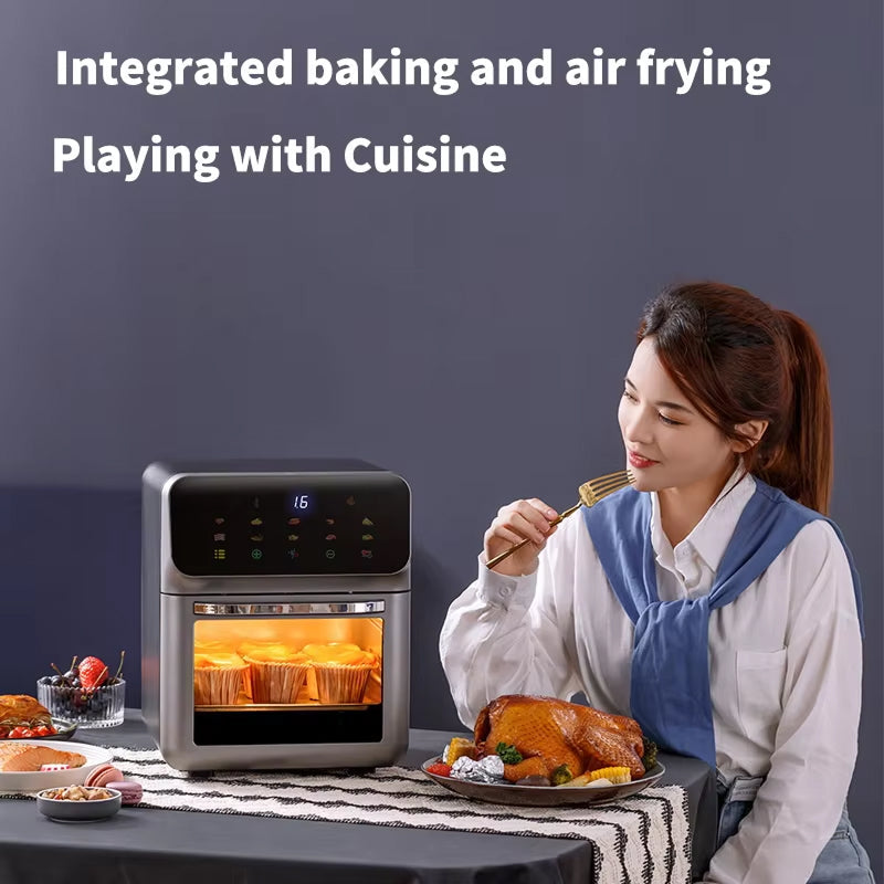 Crisvora 10L Digital Air Fryer with Viewing Window & 360° Air Circulation