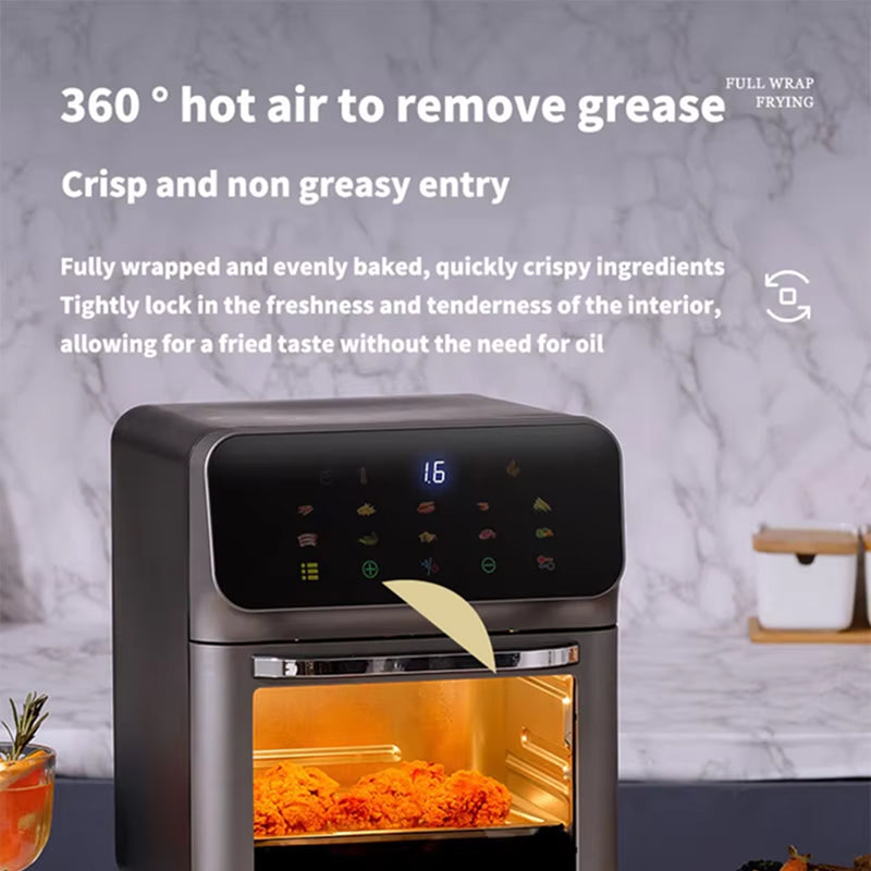 Crisvora 10L Digital Air Fryer with Viewing Window & 360° Air Circulation