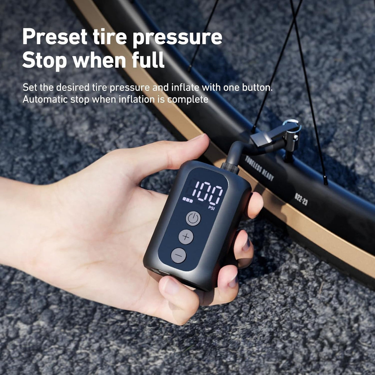 CyclPumpi Portable Electric Tyre Pump for Road & Mountain Bikes