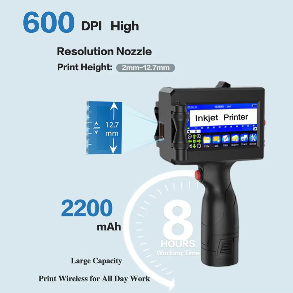 HandyPrin 600 DPI Portable Handheld Inkjet Printer for Industrial Coding