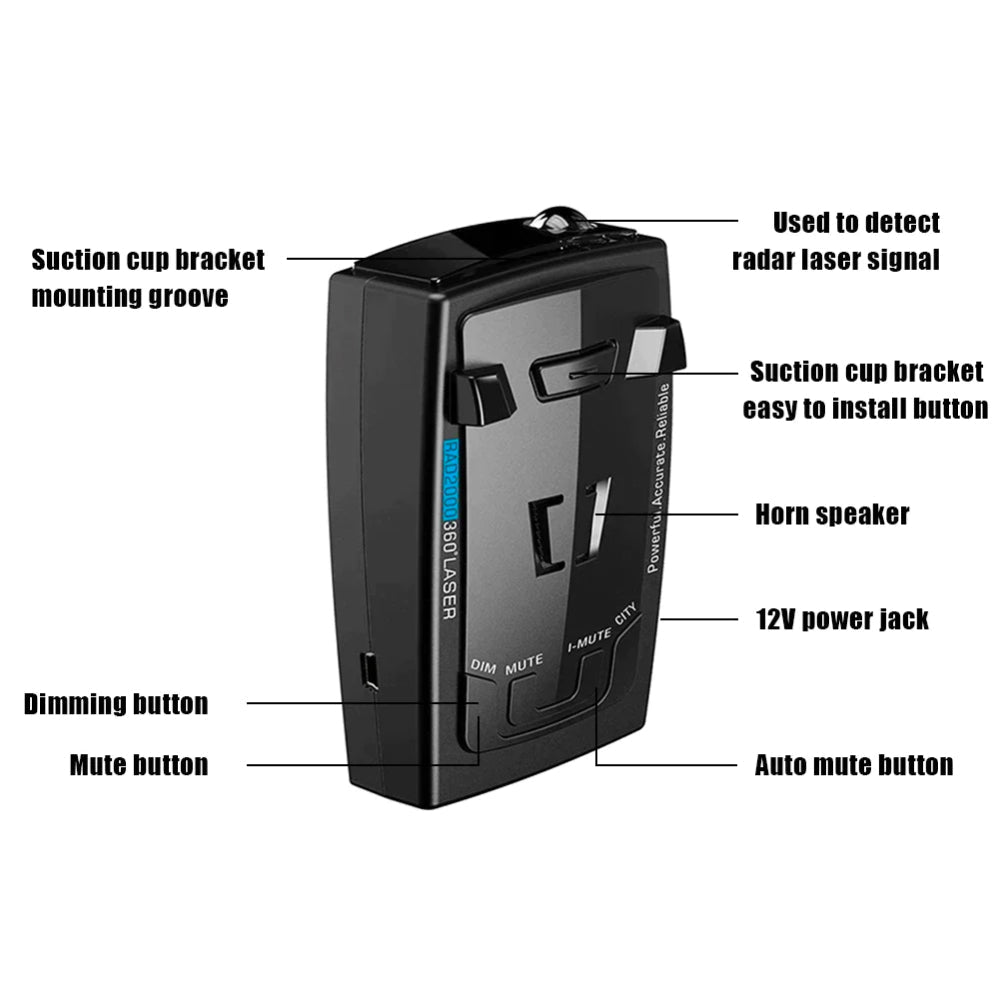DetectPro Radar Detector with Voice Alerts & False Alert Filtering