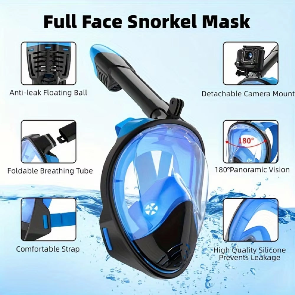 Divymask Anti-Fog Full Face Snorkel Mask with Camera Mount
