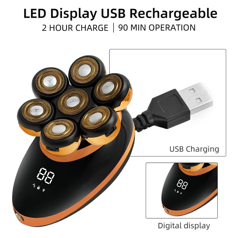 DomeeGlix 7D Bald Head Shaver & 5-in-1 Grooming Kit UK