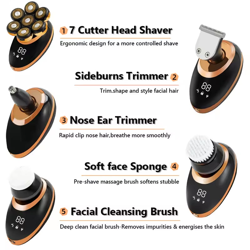 DomeeGlix 7D Bald Head Shaver & 5-in-1 Grooming Kit UK