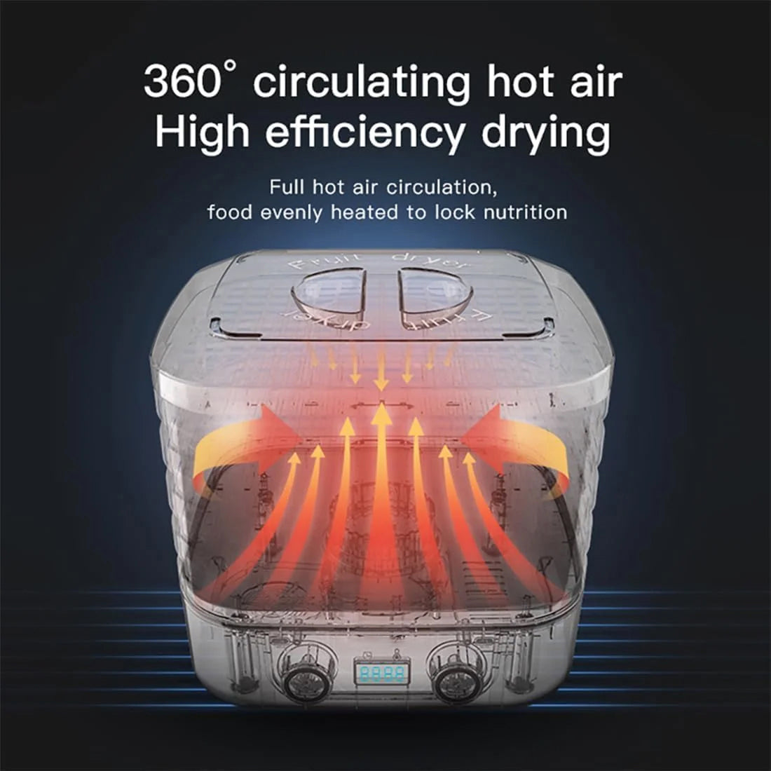 DryoraZes 5-Tray Food Dehydrator with 360° Airflow & Timer