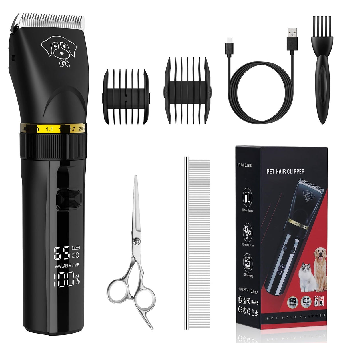 Eanmoda v2 Quiet Cordless Dog Clippers for Home Grooming